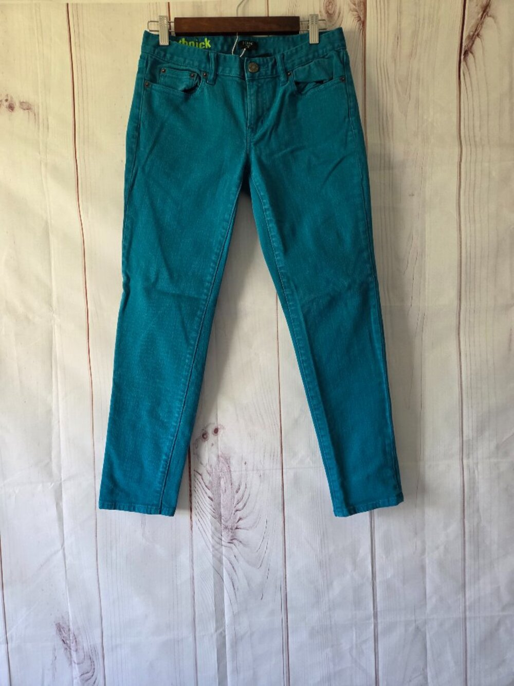 J. Crew Toothpick Skinny Jeans, Women’s 27 ankle, teal, signature fitted denim